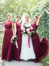 Chiffon A-line Scoop Neck Floor-length Beading Bridesmaid Dresses #DOB01013888