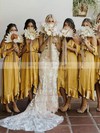Silk-like Satin A-line V-neck Asymmetrical Sashes / Ribbons Bridesmaid Dresses #DOB01013923
