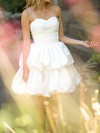 Sweetheart Ball Gown Short/Mini Satin Pick-Ups Wedding Dresses #DOB00020538