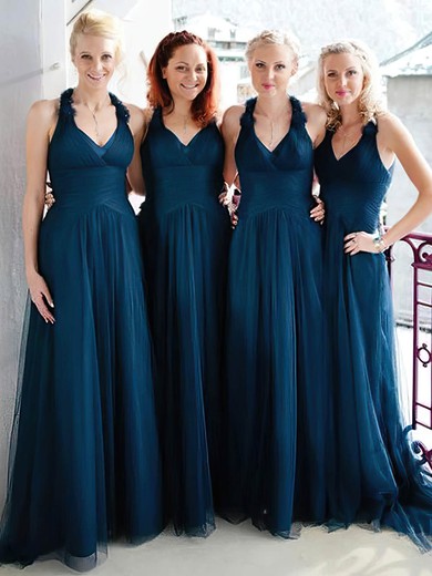 Taffeta A-line V-neck Sweep Train Bridesmaid Dresses #DOB01014112