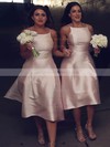 Silk-like Satin A-line Square Neckline Tea-length Bridesmaid Dresses #DOB01014149