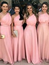 Tulle A-line One Shoulder Sweep Train Bridesmaid Dresses #DOB01014150