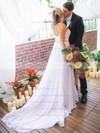 Chiffon A-line Off-the-shoulder Court Train Beading Wedding Dresses #DOB00023865