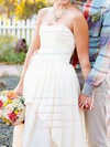 Sweetheart A-line Asymmetrical Taffeta Lace Tiered Wedding Dresses #DOB00020544