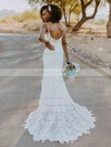 Lace Trumpet/Mermaid V-neck Sweep Train Wedding Dresses #DOB00023889