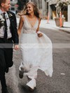 Lace Sheath/Column V-neck Chapel Train Wedding Dresses #DOB00023927