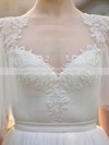Tulle A-line V-neck Floor-length Appliques Lace Wedding Dresses #DOB00023931