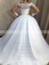 Tulle Ball Gown Off-the-shoulder Sweep Train Appliques Lace Wedding Dresses #DOB00023938