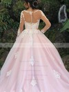 Tulle Ball Gown Scoop Neck Court Train Appliques Lace Wedding Dresses #DOB00023942