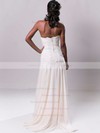 Strapless Sheath/Column Sweep Train Lace Chiffon Draped Wedding Dresses #DOB00020549