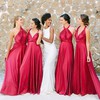 Silk-like Satin A-line V-neck Sweep Train Sashes / Ribbons Bridesmaid Dresses #DOB01013966