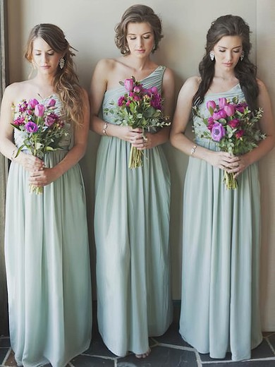 Chiffon A-line One Shoulder Floor-length Ruffles Bridesmaid Dresses #DOB01014005