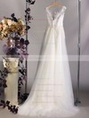 Bateau A-line Court Train Tulle Satin Lace Wedding Dresses #DOB00020564