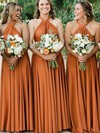Silk-like Satin A-line Halter Floor-length Bridesmaid Dresses #DOB01014090
