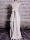 V-neck Sheath/Column Sweep Train Chiffon Lace Wedding Dresses #DOB00020572
