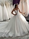 Glitter Ball Gown Strapless Court Train Wedding Dresses #DOB00024034