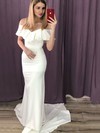 Silk-like Satin Trumpet/Mermaid V-neck Court Train Wedding Dresses #DOB00024035