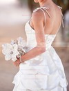Spaghetti Straps A-line Short/Mini Satin Tiered Wedding Dresses #DOB00020575