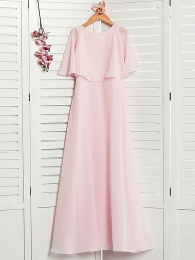 Chiffon A-line Scoop Neck Floor-length Bridesmaid Dresses #DOB01014210