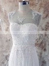 Scoop A-line Sweep Train Chiffon Lace Wedding Dresses #DOB00020582