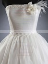 Strapless Ball Gown Knee-length Organza Flower(s) Wedding Dresses #DOB00020624