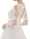 V-neck A-line Court Train Lace Satin Sashes/Ribbons Wedding Dresses #DOB00020629