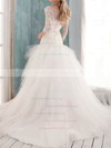 Scoop Princess Court Train Tulle Satin Appliques Wedding Dresses #DOB00020632