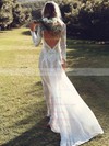 Lace Sheath/Column Square Neckline Sweep Train Split Front Wedding Dresses #DOB00024595