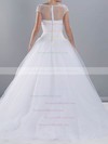 Bateau Ball Gown Sweep Train Tulle Satin Beading Wedding Dresses #DOB00020670