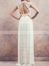 V-neck Sheath/Column Floor-length Chiffon Pleats Wedding Dresses #DOB00020675