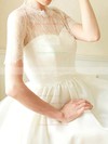 High Neck Ball Gown Short/Mini Satin Lace Draped Wedding Dresses #DOB00020682