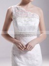One Shoulder Trumpet/Mermaid Court Train Lace Satin Sashes/Ribbons Wedding Dresses #DOB00020718