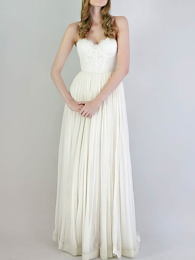 Sweetheart Empire Floor-length Chiffon Lace Lace Wedding Dresses #DOB00020741