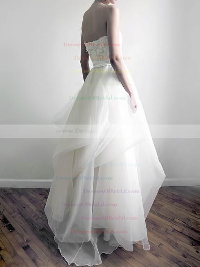 Sweetheart A-line Floor-length Organza Appliques Wedding Dresses #DOB00020772
