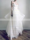 Sweetheart A-line Floor-length Organza Appliques Wedding Dresses #DOB00020772