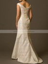 Off-the-shoulder A-line Sweep Train Taffeta Ruffles Wedding Dresses #DOB00020808