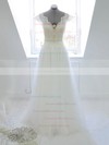V-neck A-line Floor-length Tulle Satin Sashes/Ribbons Wedding Dresses #DOB00020993