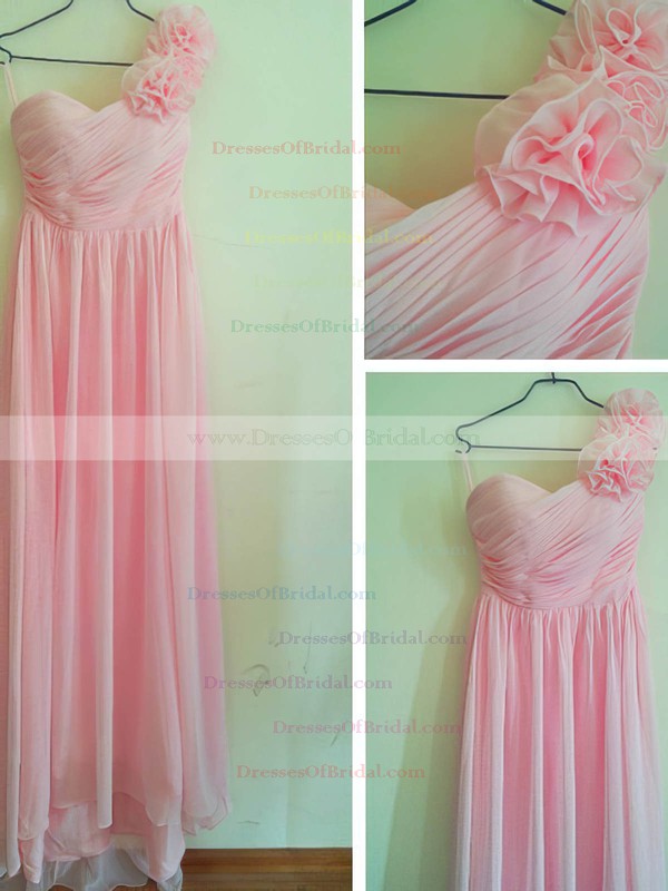 Sweetheart Sheath/Column Floor-length Chiffon Flower(s) Bridesmaid Dresses #DOB02016880