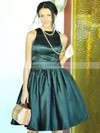 Scoop Neck A-line Knee-length Satin Ruffles Bridesmaid Dresses #DOB02018097