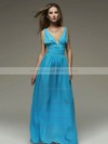 V-neck A-line Floor-length Chiffon Ruffles Bridesmaid Dresses #DOB02018110