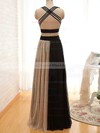 V-neck A-line Floor-length Chiffon Satin Tulle Ruffles Bridesmaid Dresses #DOB02018168