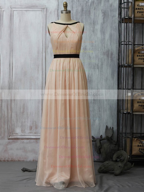 Scoop Neck A-line Floor-length Chiffon Sashes / Ribbons Bridesmaid Dresses #DOB02017961