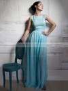 Scoop Neck A-line Floor-length Chiffon Elastic Woven Satin Sashes / Ribbons Bridesmaid Dresses #DOB02018015