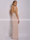 Square Neckline Sheath/Column Floor-length Chiffon Ruched Bridesmaid Dresses #DOB02018040