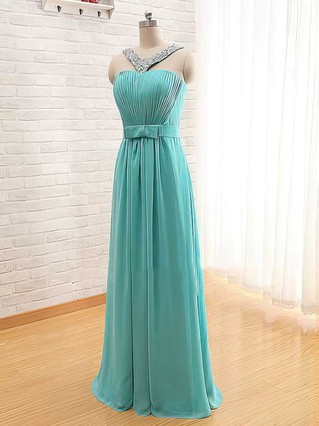 Cheap A-line Blue Chiffon Ruffles Modest One Shoulder Bridesmaid Dress ...